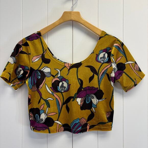 Timing Mustard Floral Crop Top - Picture 1 of 8
